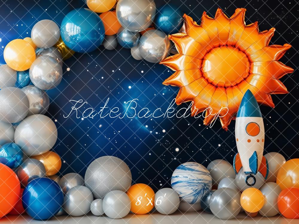 Kate Cosmique Fusée Arche de Ballons Cake smash Toile de fond conçue par Patty Robert - Kate Backdrop FR