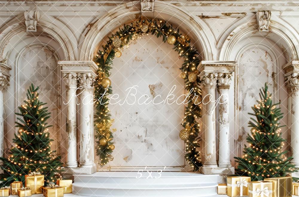 Kate Élégant Noël Palais Arche Cadeaux Toile de fond conçue par Patty Robert - Kate Backdrop FR