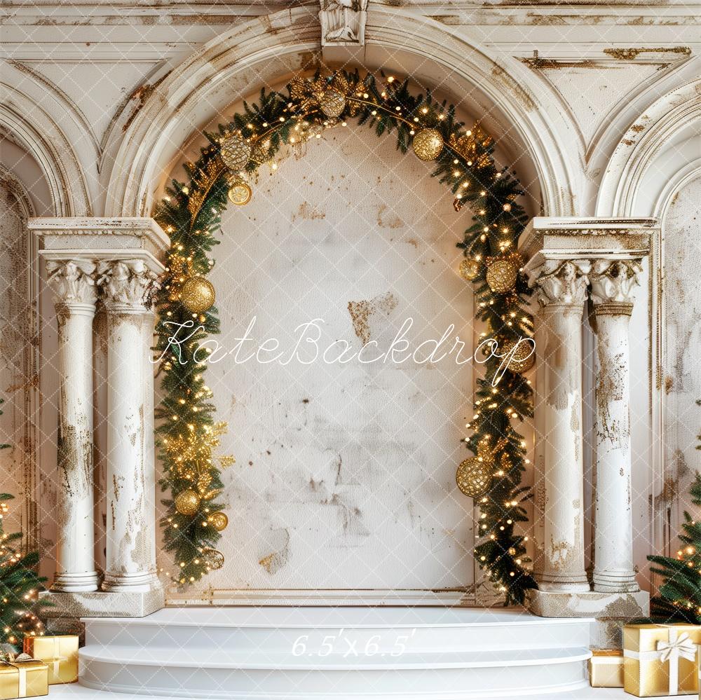 Kate Élégant Noël Palais Arche Cadeaux Toile de fond conçue par Patty Robert - Kate Backdrop FR