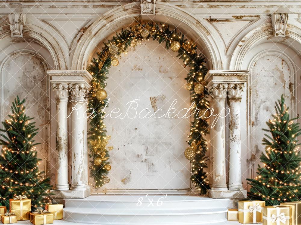 Kate Élégant Noël Palais Arche Cadeaux Toile de fond conçue par Patty Robert - Kate Backdrop FR