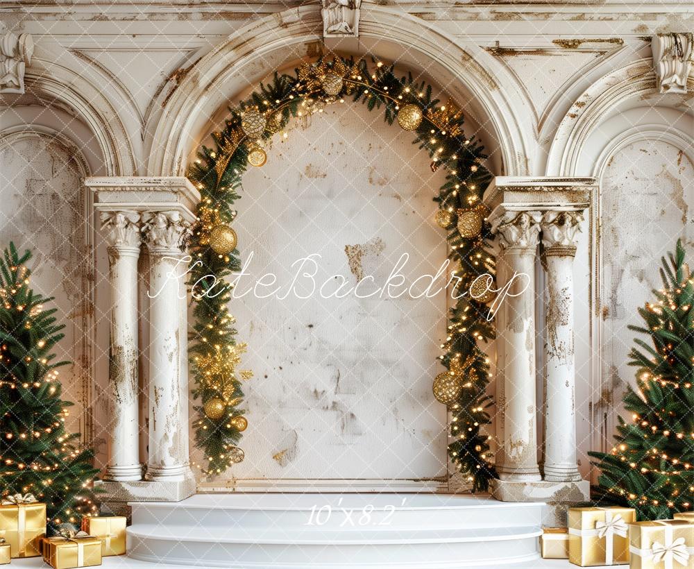 Kate Élégant Noël Palais Arche Cadeaux Toile de fond conçue par Patty Robert - Kate Backdrop FR