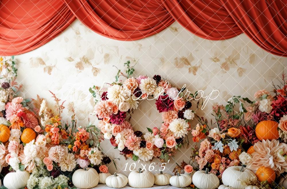 Kate Élégant Couronne florale Citrouilles Toile de fond conçue par Patty Robert - Kate Backdrop FR