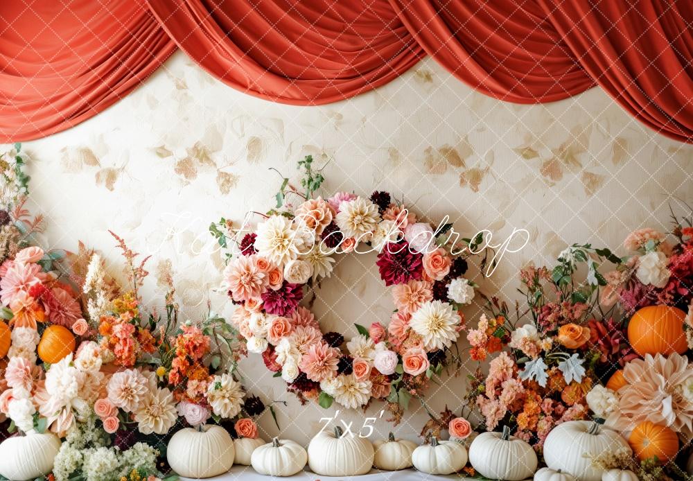 Kate Élégant Couronne florale Citrouilles Toile de fond conçue par Patty Robert - Kate Backdrop FR