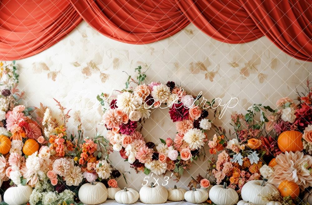 Kate Élégant Couronne florale Citrouilles Toile de fond conçue par Patty Robert - Kate Backdrop FR