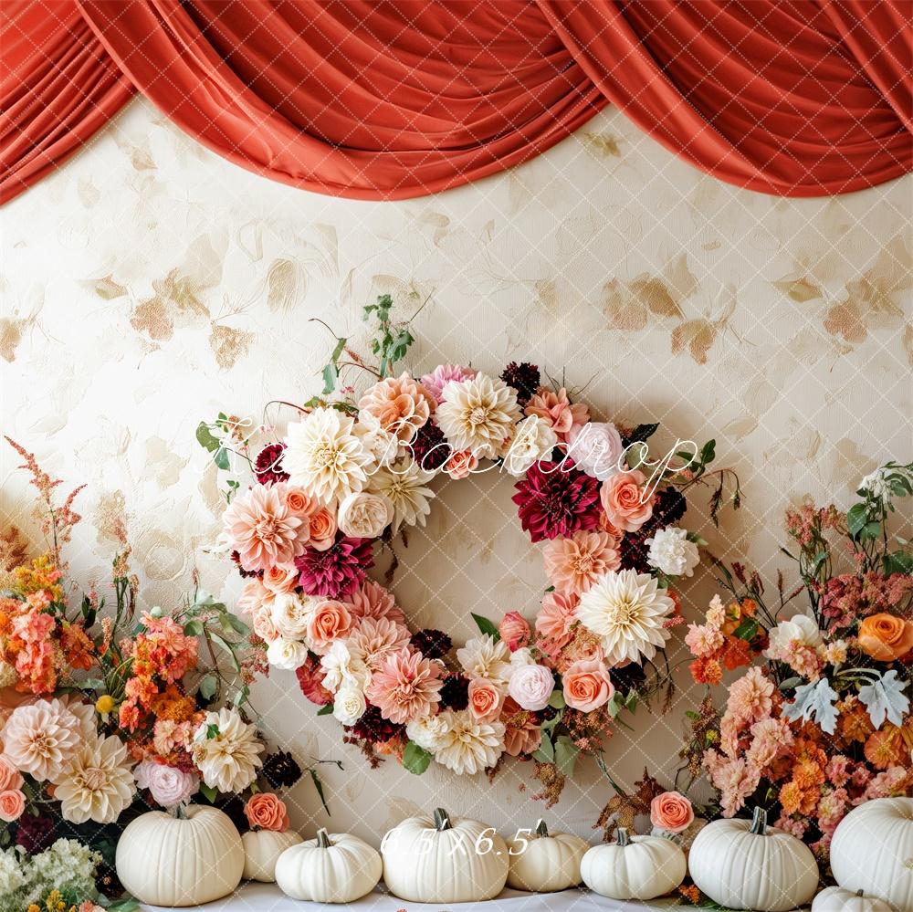 Kate Élégant Couronne florale Citrouilles Toile de fond conçue par Patty Robert - Kate Backdrop FR