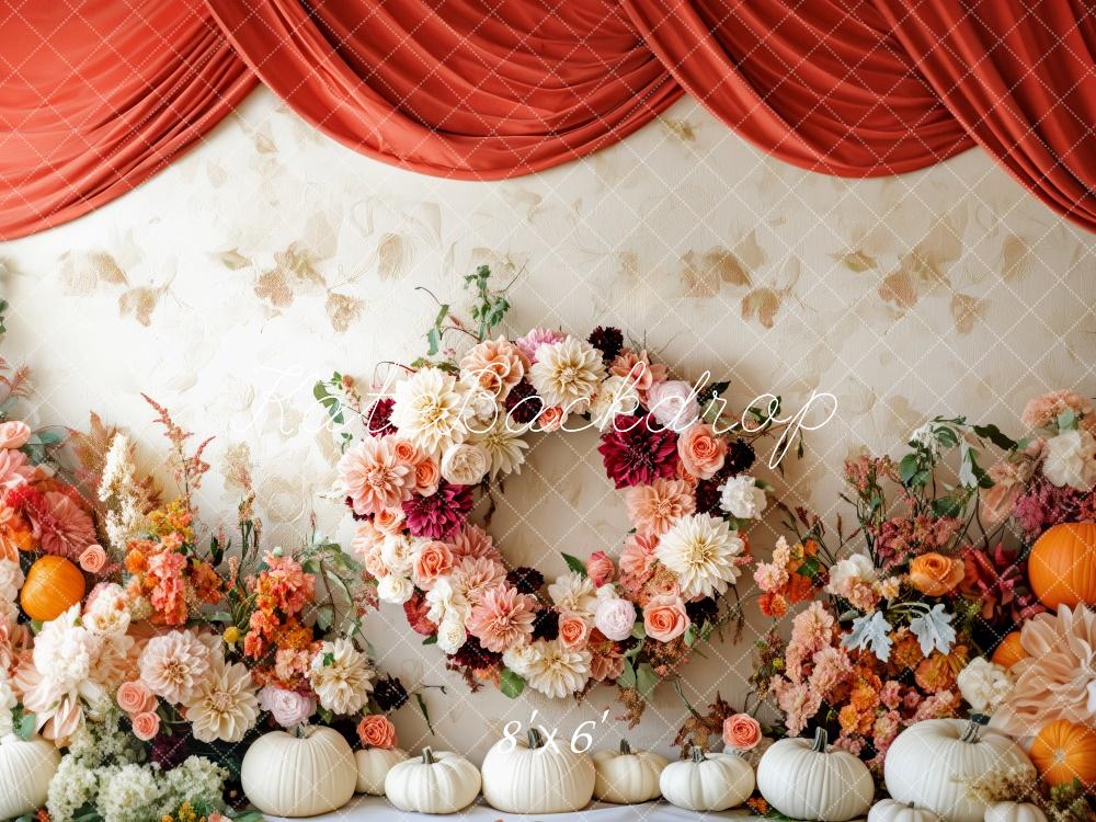 Kate Élégant Couronne florale Citrouilles Toile de fond conçue par Patty Robert - Kate Backdrop FR