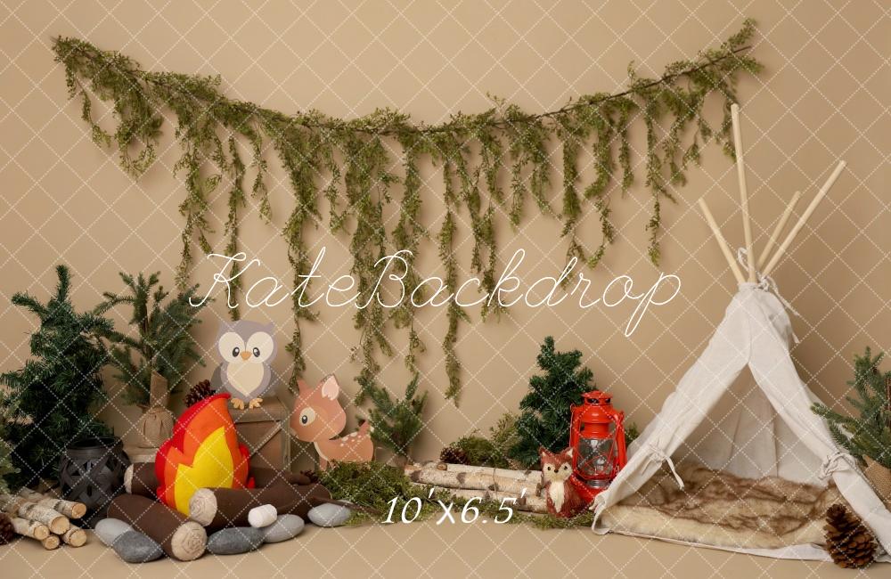 Kate Cake Smash Camping Animaux Tente Toile de fond conçu par Melissa King - Kate Backdrop FR