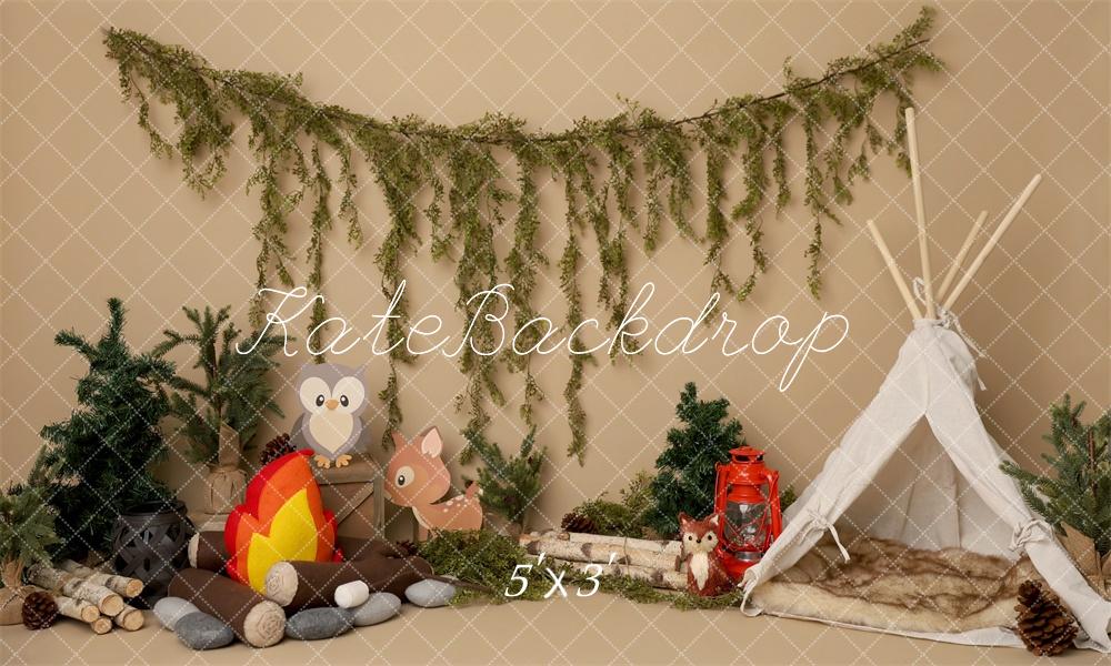 Kate Cake Smash Camping Animaux Tente Toile de fond conçu par Melissa King - Kate Backdrop FR