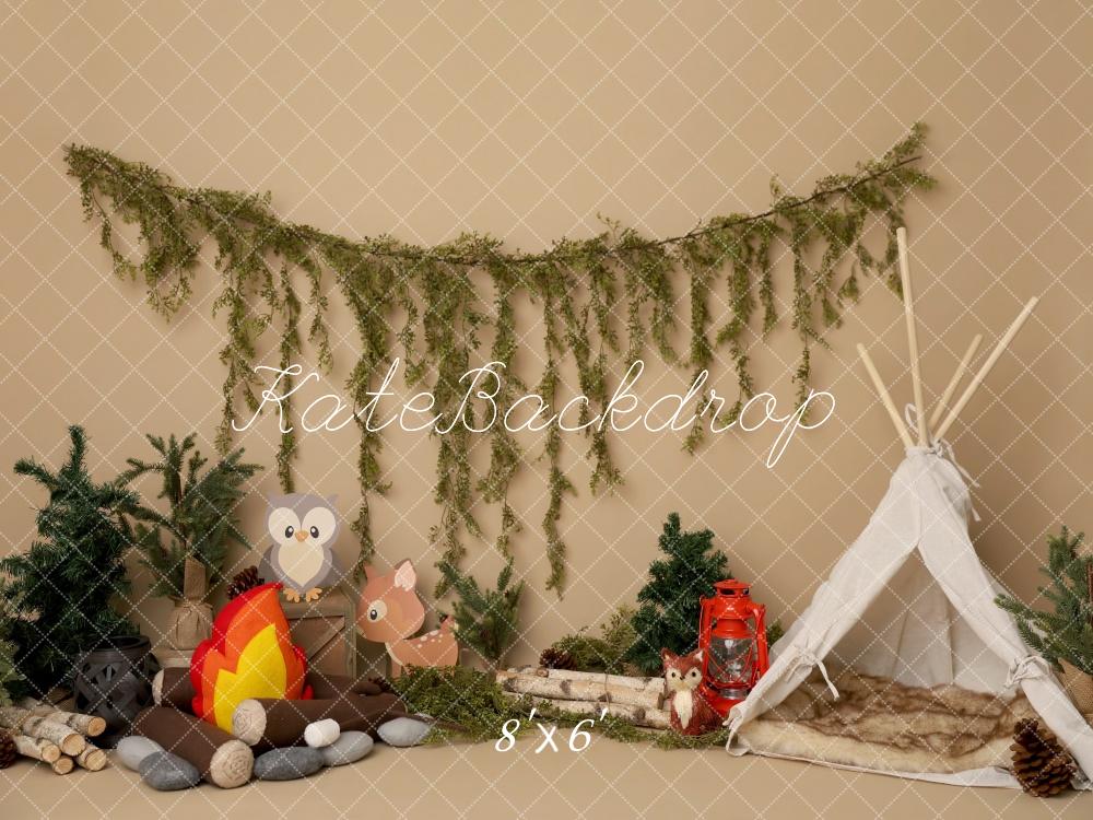 Kate Cake Smash Camping Animaux Tente Toile de fond conçu par Melissa King - Kate Backdrop FR