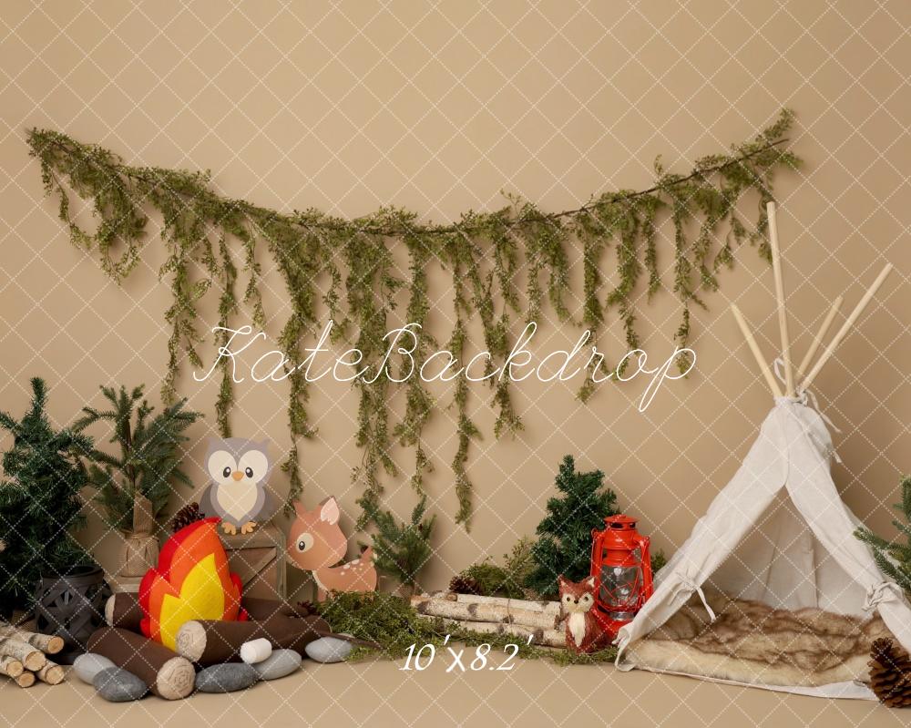 Kate Cake Smash Camping Animaux Tente Toile de fond conçu par Melissa King - Kate Backdrop FR