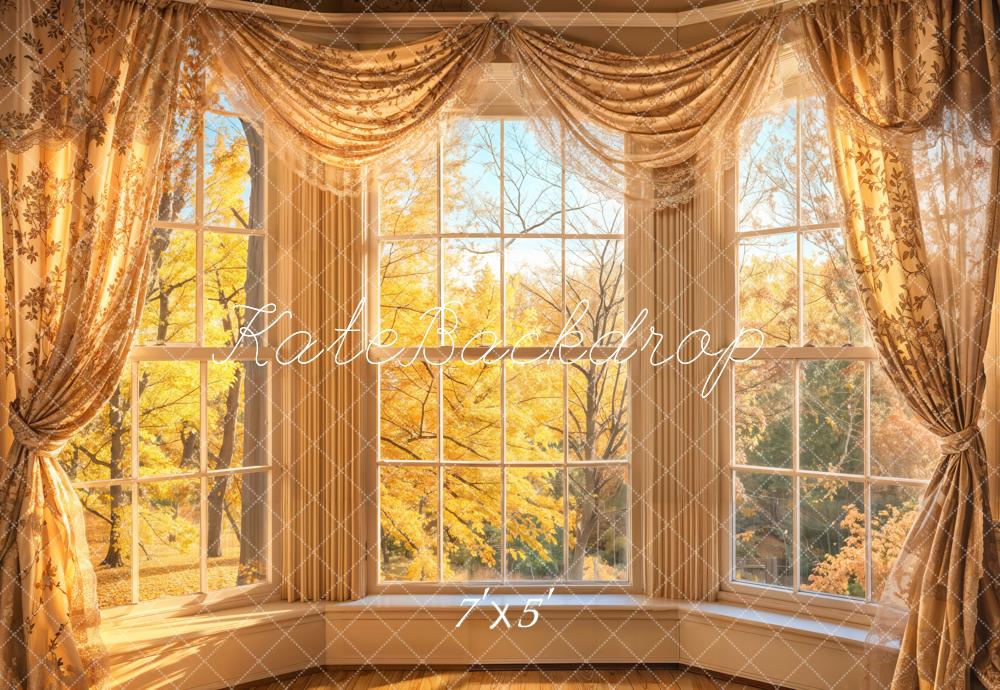 Kate Automne Lumière du soleil Fenêtre Rideau Toile de fond conçue par Emetselch - Kate Backdrop FR