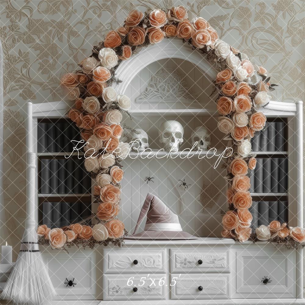 Kate Sorcière Fleur Arche Bibliothèque Blanc Toile de fond conçue par Mini MakeBelieve - Kate Backdrop FR