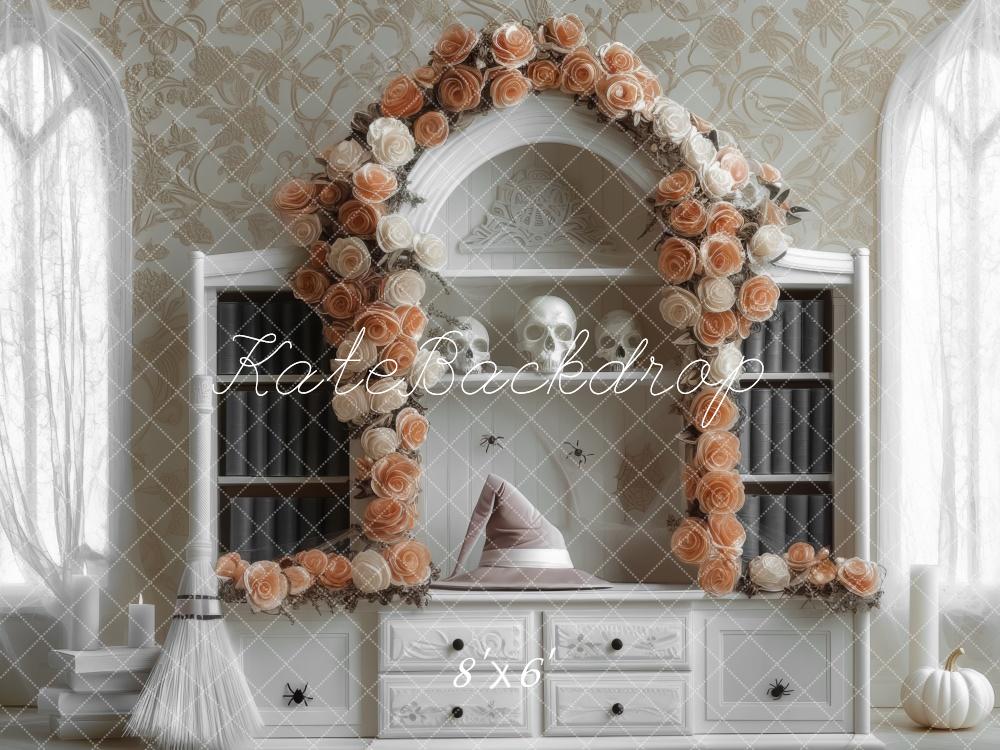 Kate Sorcière Fleur Arche Bibliothèque Blanc Toile de fond conçue par Mini MakeBelieve - Kate Backdrop FR
