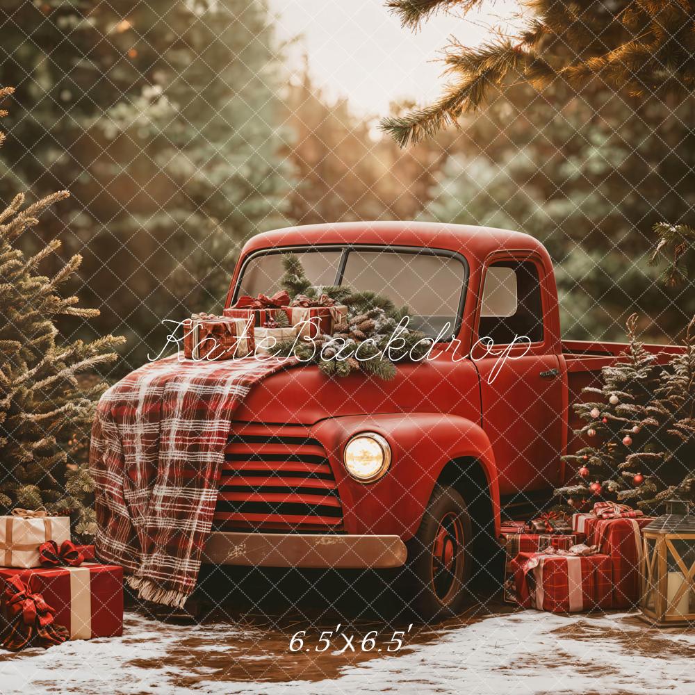 Offres Éclair #1 Kate Noël Camion Rouge Plaid Forêt Toile de fond conçue par Emetselch - Kate Backdrop FR