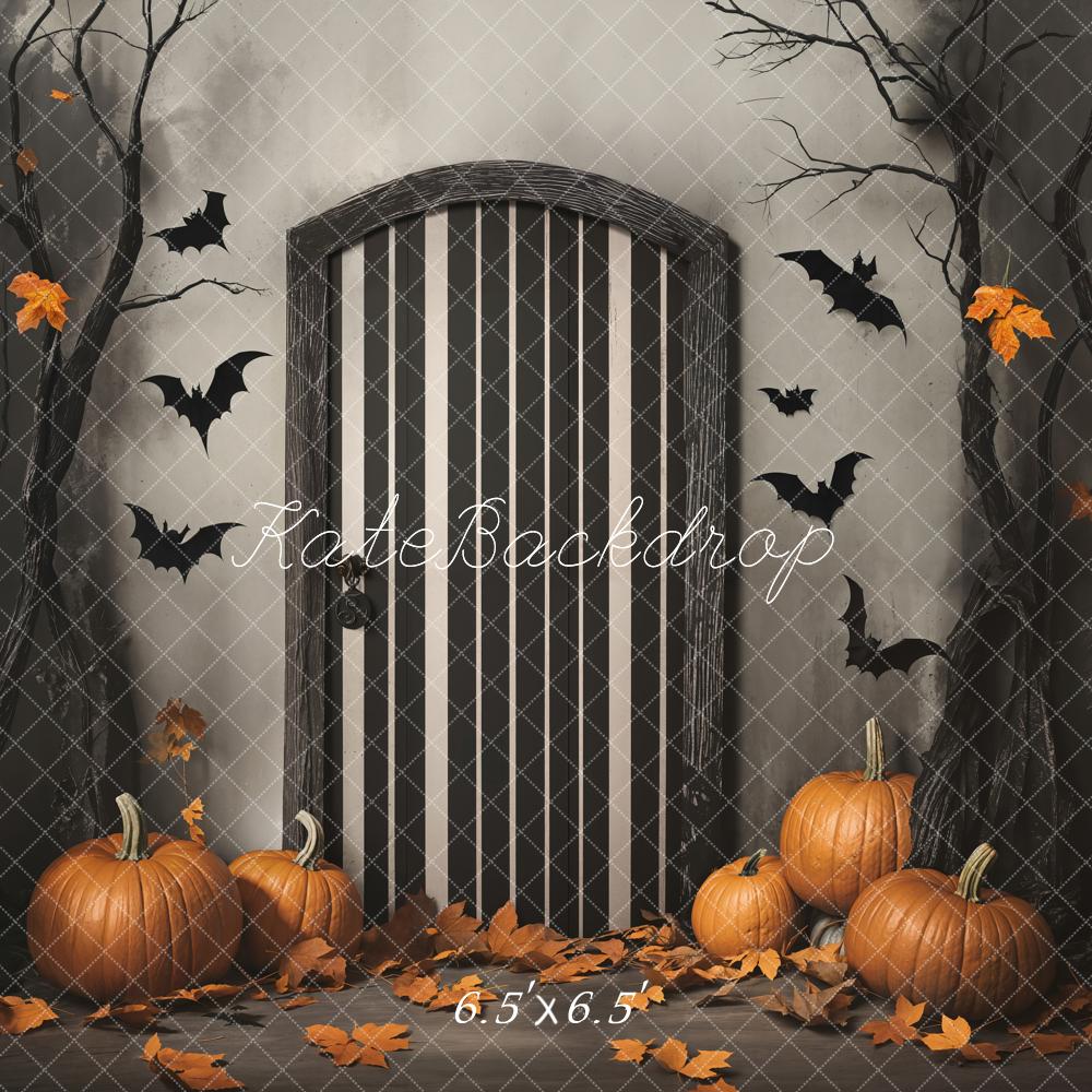 Kate Halloween Citrouilles Porte Chauves-souris Toile de fond conçue par Emetselch - Kate Backdrop FR