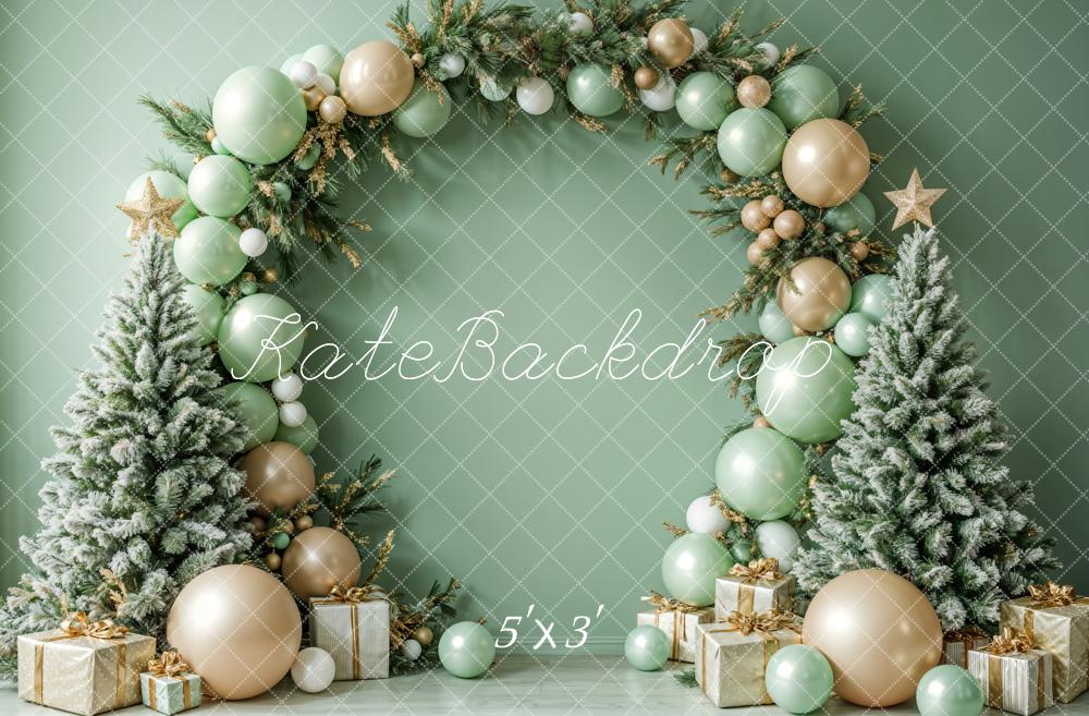 Kate Sapin de Noël Vert Arche de Ballons Toile de fond conçue par Emetselch - Kate Backdrop FR