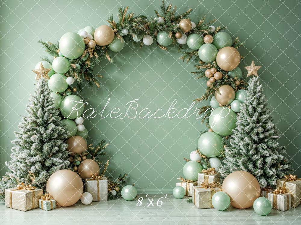 Kate Sapin de Noël Vert Arche de Ballons Toile de fond conçue par Emetselch - Kate Backdrop FR