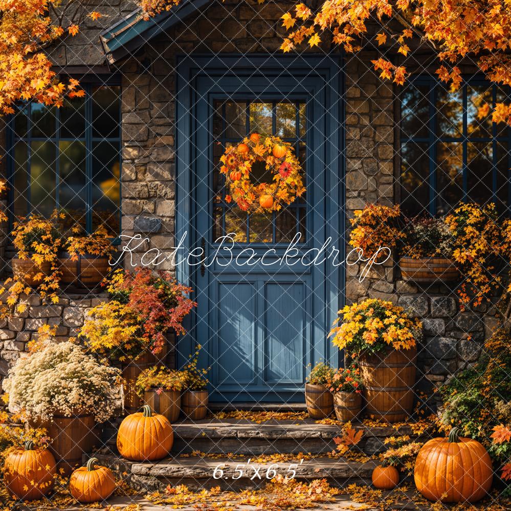 Kate Automne Citrouille Bleu Porte Toile de fond conçue par Emetselch - Kate Backdrop FR