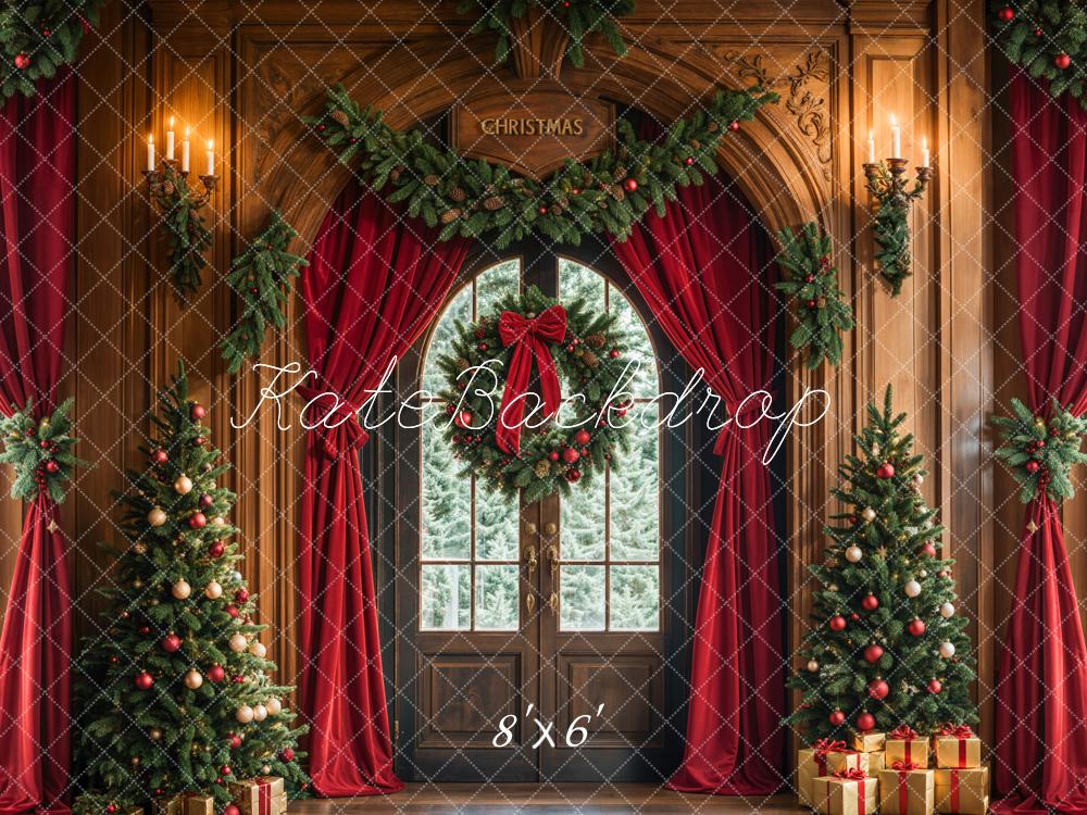 Kate Sapin de Noël Porte Rideaux Couronne Toile de fond conçue par Emetselch - Kate Backdrop FR