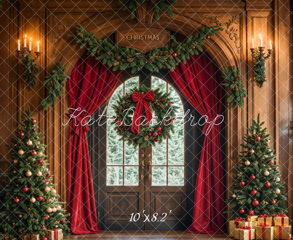 Kate Sapin de Noël Porte Rideaux Couronne Toile de fond conçue par Emetselch - Kate Backdrop FR