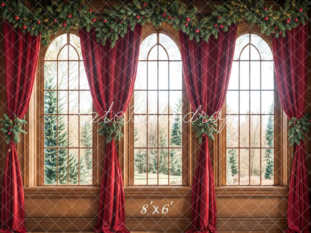 Kate Noël Fenêtre Rideaux Rouge Toile de fond conçue par Emetselch - Kate Backdrop FR