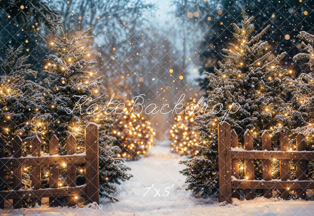 Kate Noël Forêt Neige Lumières Extérieur Toile de fond conçue par Emetselch - Kate Backdrop FR