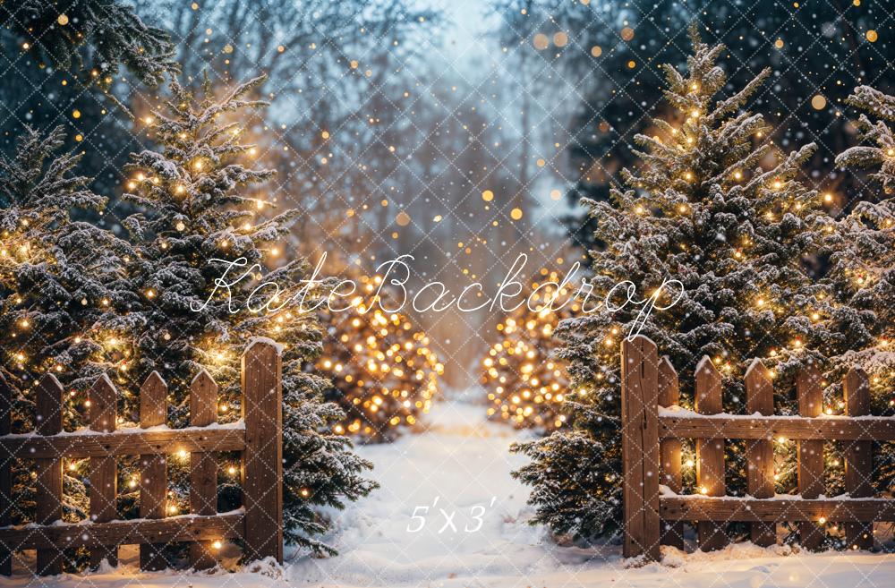 Kate Noël Forêt Neige Lumières Extérieur Toile de fond conçue par Emetselch - Kate Backdrop FR