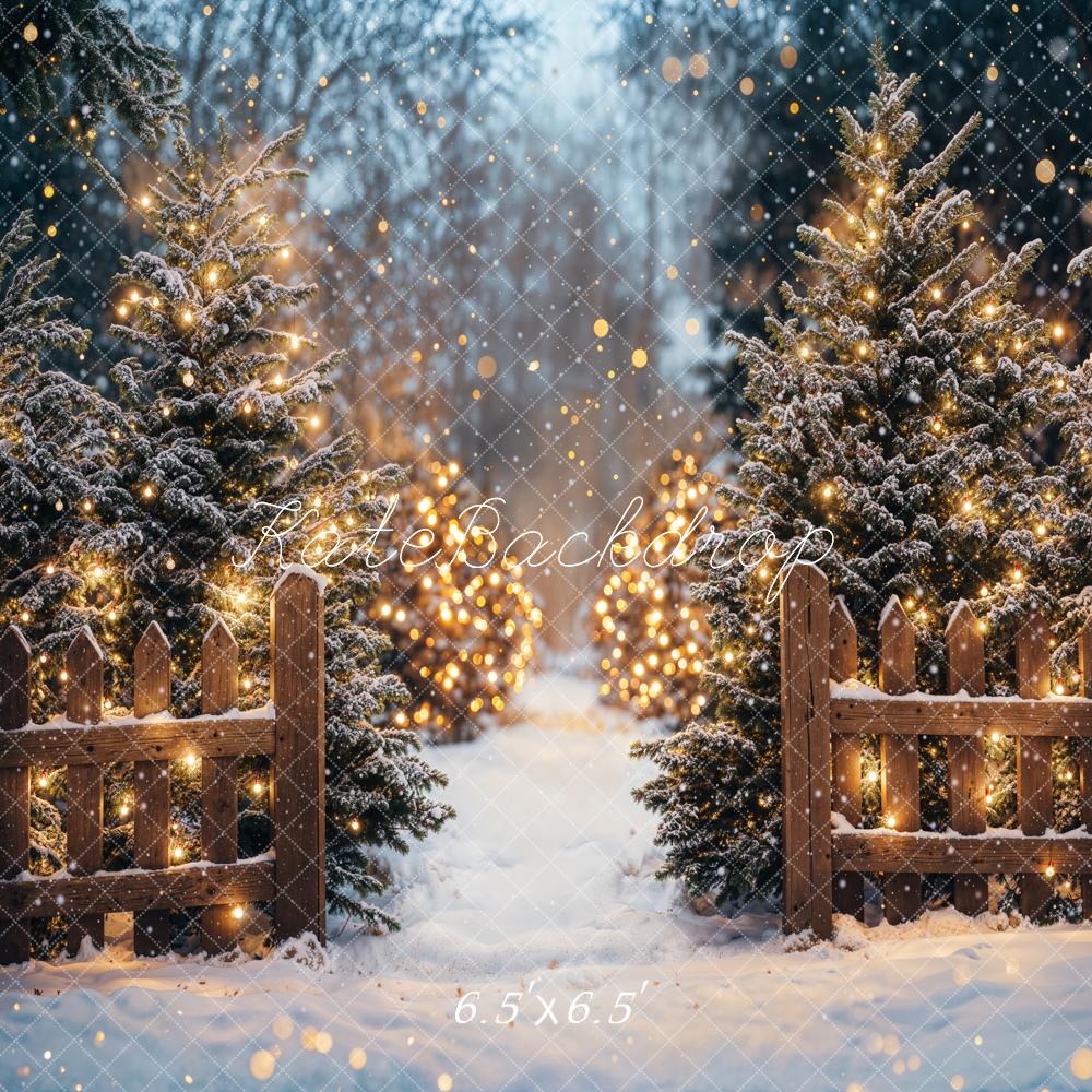 Kate Noël Forêt Neige Lumières Extérieur Toile de fond conçue par Emetselch - Kate Backdrop FR