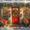 Kate Noël Maison enneigée Poinsettia Hiver Toile de fond conçue par Emetselch - Kate Backdrop FR