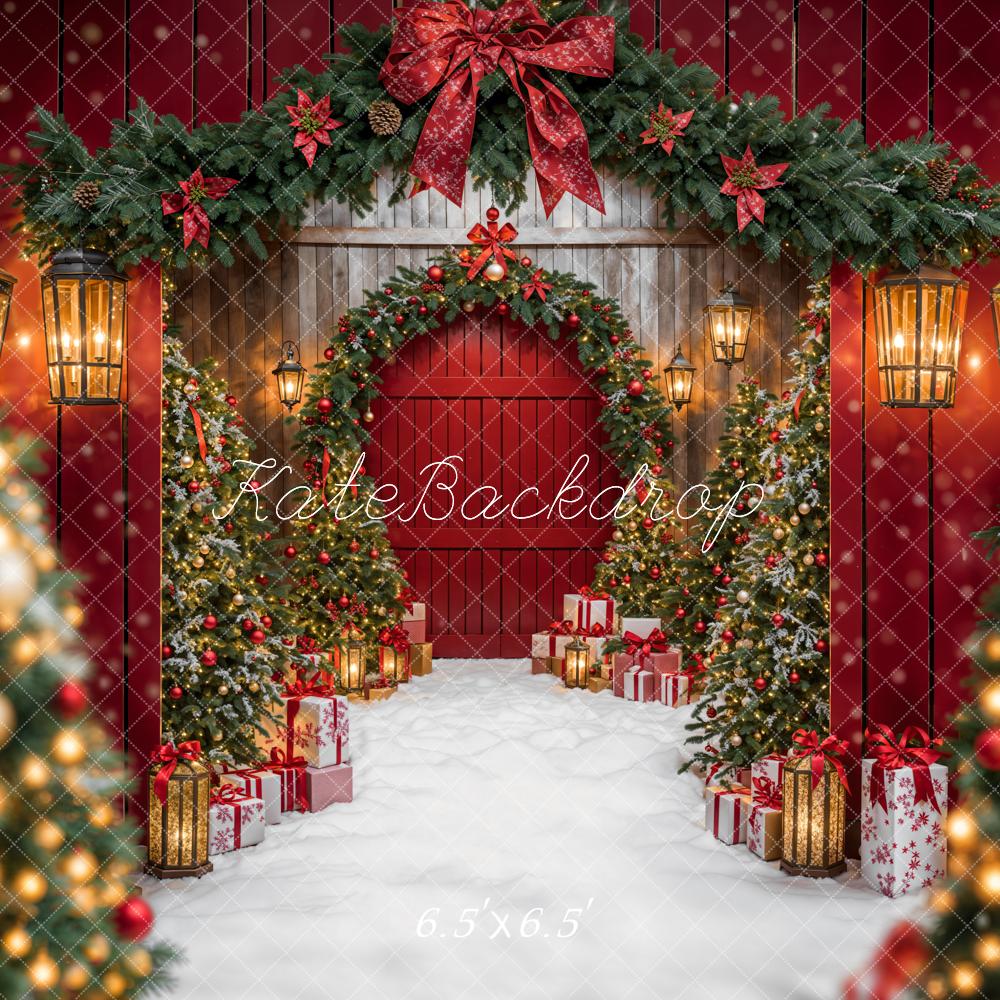 Kate Sapin de Noël Guirlande Arche Lumières Toile de fond conçue par Emetselch - Kate Backdrop FR