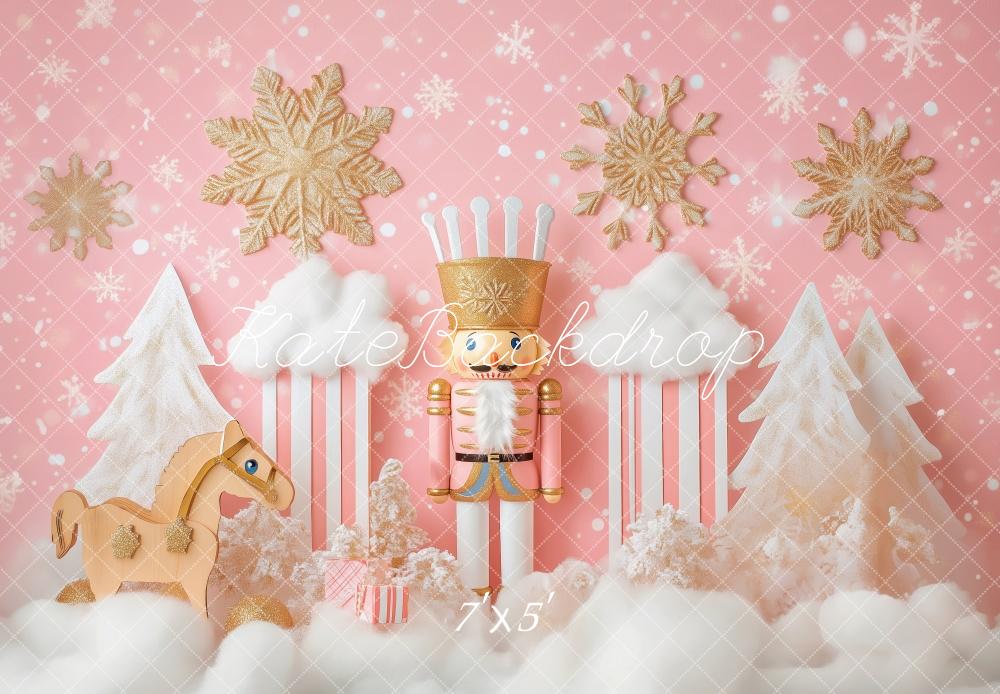 Kate Noël Casse-Noisette Rose Neige Hiver Toile de fond conçue par Patty Robert - Kate Backdrop FR