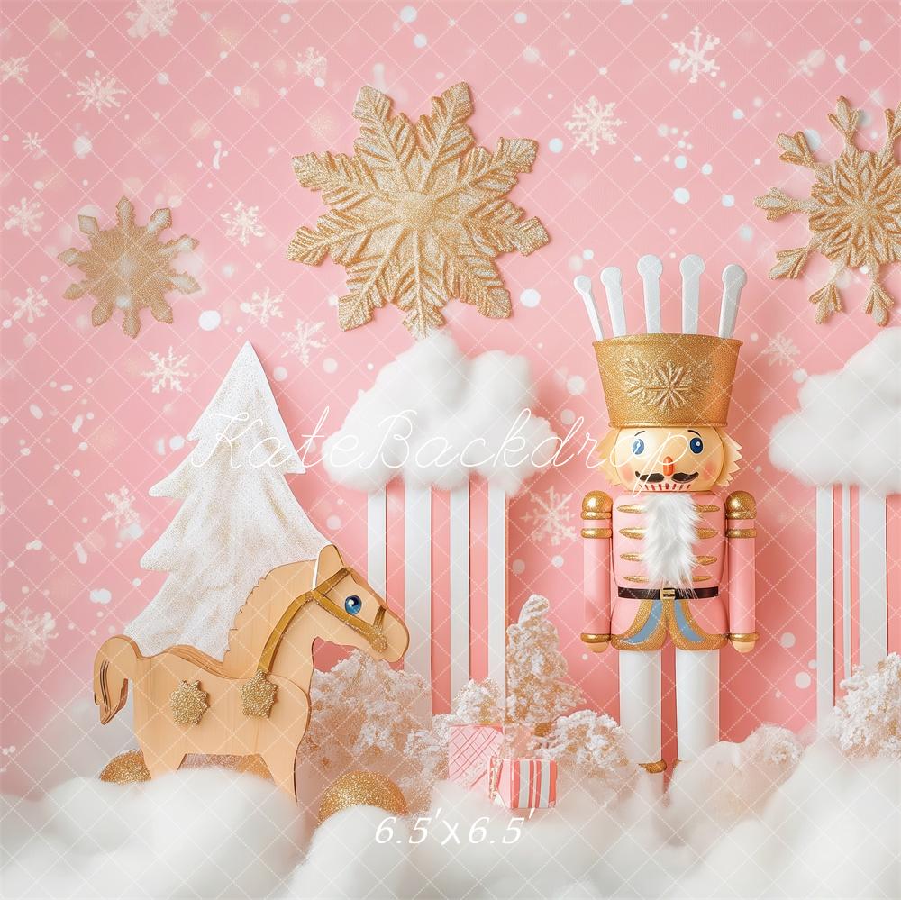 Kate Noël Casse-Noisette Rose Neige Hiver Toile de fond conçue par Patty Robert - Kate Backdrop FR