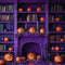 Kate Halloween Violet Bibliothèque Citrouille Livres Toile de fond conçue par Patty Robert - Kate Backdrop FR