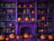 Kate Halloween Violet Bibliothèque Citrouille Livres Toile de fond conçue par Patty Robert - Kate Backdrop FR