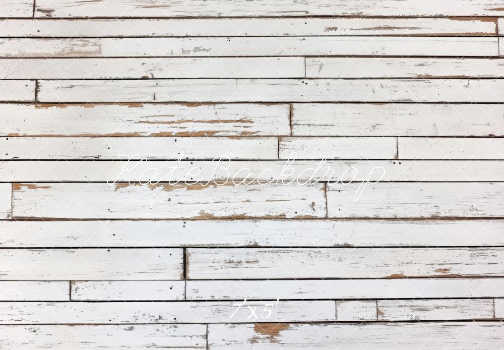 Kate Rustique Blanc Bois Mur Sol Toile de fond conçue par Patty Robert - Kate Backdrop FR