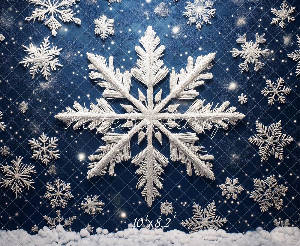 Kate Bleu Hiver Flocons de neige Toile de fond conçue par Patty Robert - Kate Backdrop FR