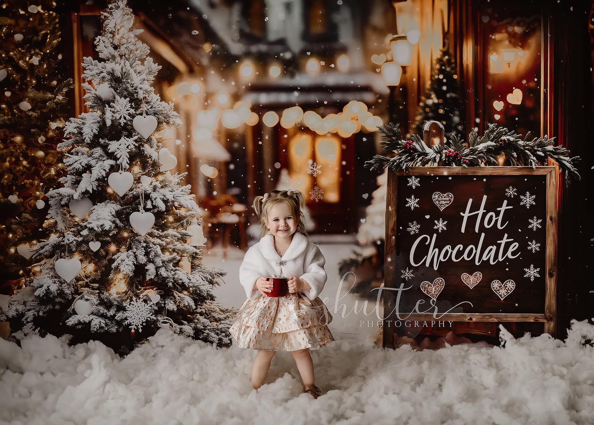 Kate Noël Chocolat chaud Boutique Bokeh Toile de fond conçue par Emetselch