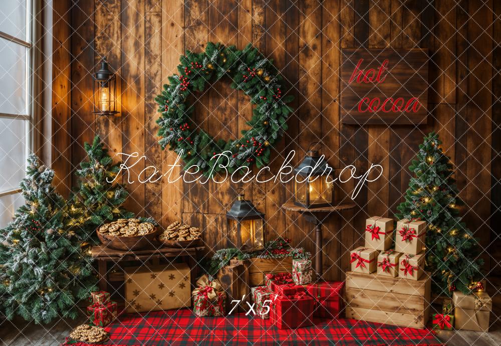 Kate Noël Cadeaux Biscuits Mur en bois Couronne Toile de fond conçue par Emetselch - Kate Backdrop FR