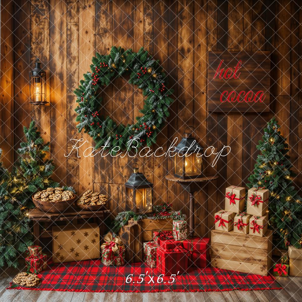 Kate Noël Cadeaux Biscuits Mur en bois Couronne Toile de fond conçue par Emetselch - Kate Backdrop FR