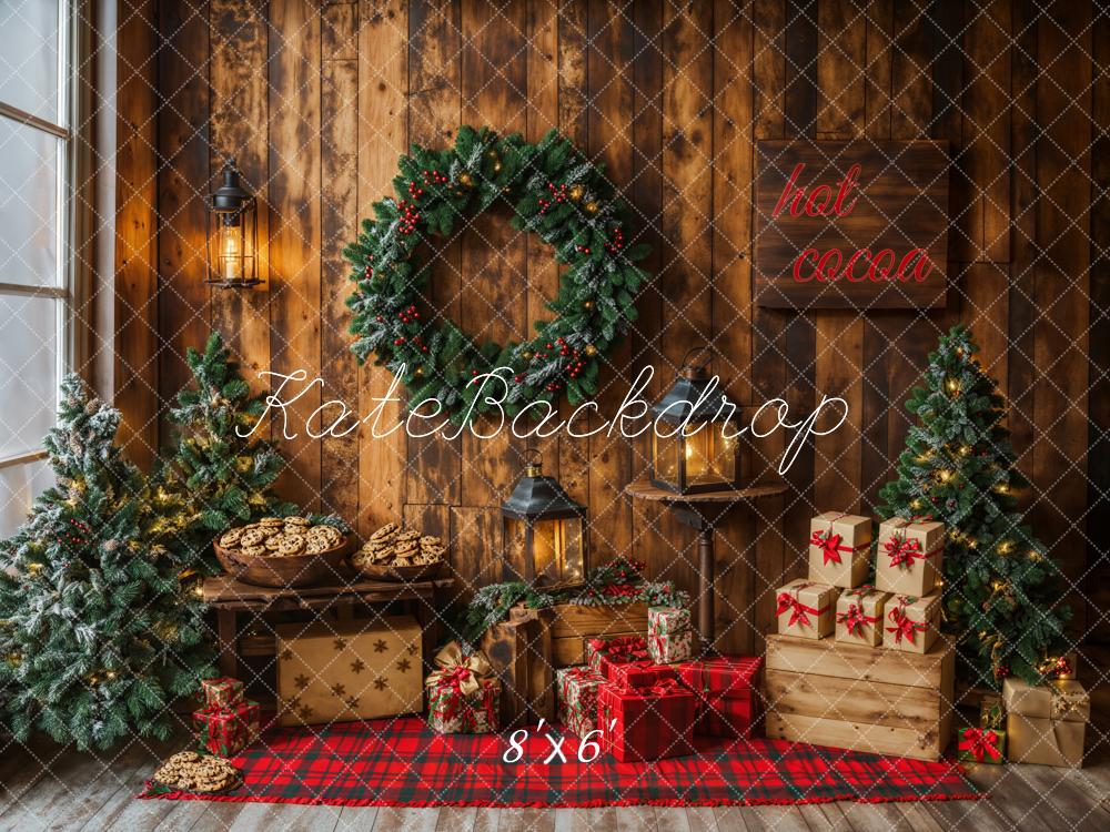 Kate Noël Cadeaux Biscuits Mur en bois Couronne Toile de fond conçue par Emetselch - Kate Backdrop FR