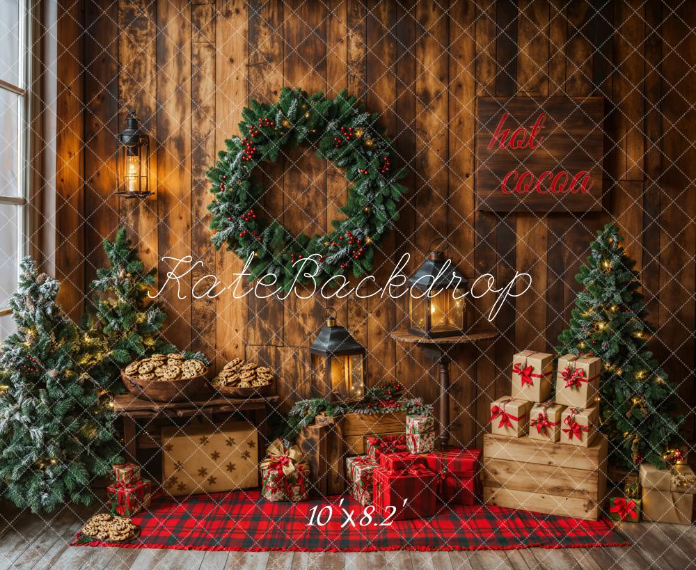 Kate Noël Cadeaux Biscuits Mur en bois Couronne Toile de fond conçue par Emetselch - Kate Backdrop FR