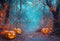 Kate Halloween Citrouille Lanternes Forêt Chemin Toile de fond conçue par Emetselch - Kate Backdrop FR