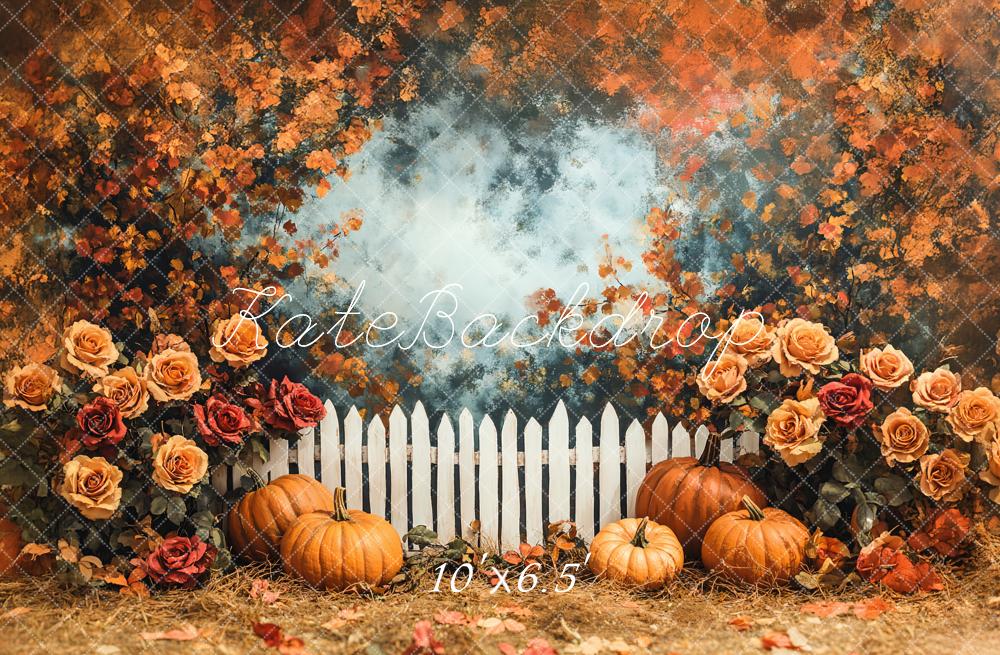 Kate Automne Citrouille Rosière Clôture Toile de fond conçue par Emetselch - Kate Backdrop FR