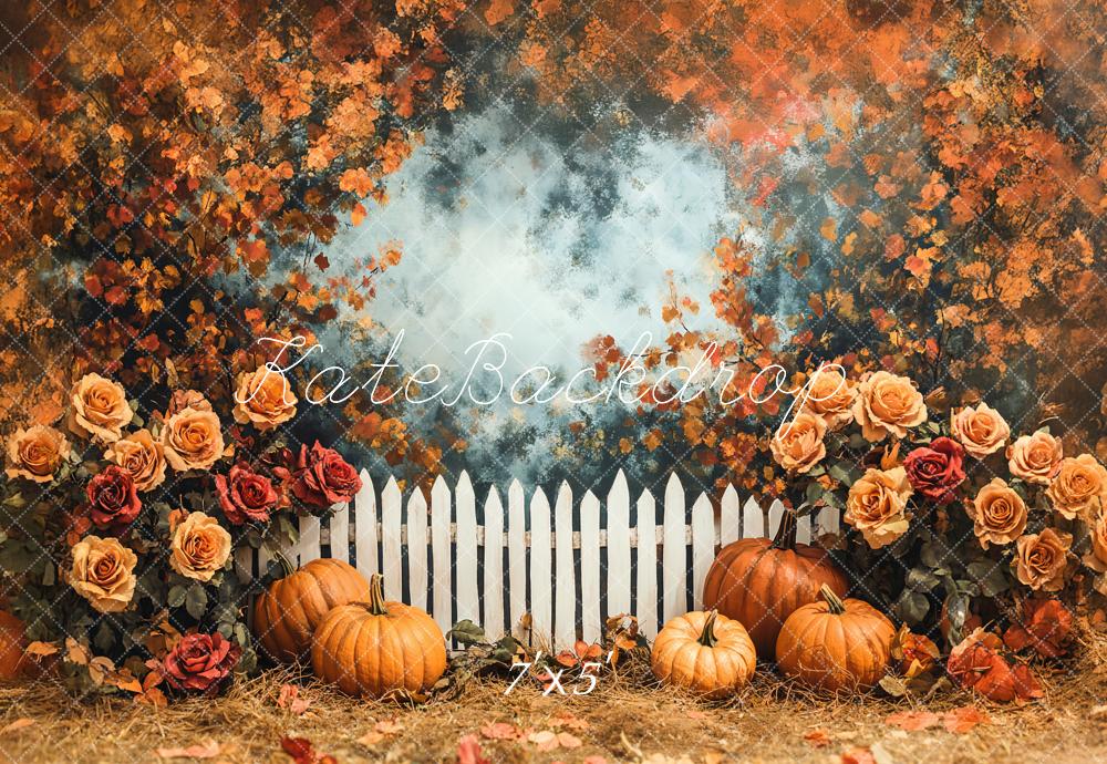 Kate Automne Citrouille Rosière Clôture Toile de fond conçue par Emetselch - Kate Backdrop FR