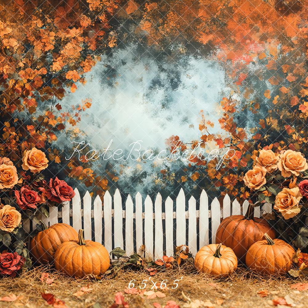 Kate Automne Citrouille Rosière Clôture Toile de fond conçue par Emetselch - Kate Backdrop FR