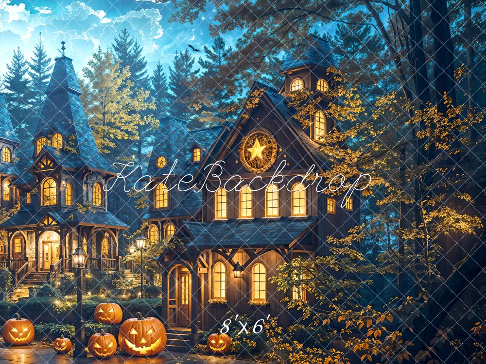 Kate Halloween Citrouille Forêt Maison Toile de fond conçue par Emetselch - Kate Backdrop FR