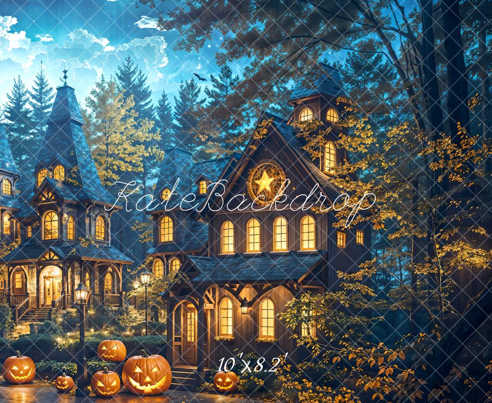 Kate Halloween Citrouille Forêt Maison Toile de fond conçue par Emetselch - Kate Backdrop FR