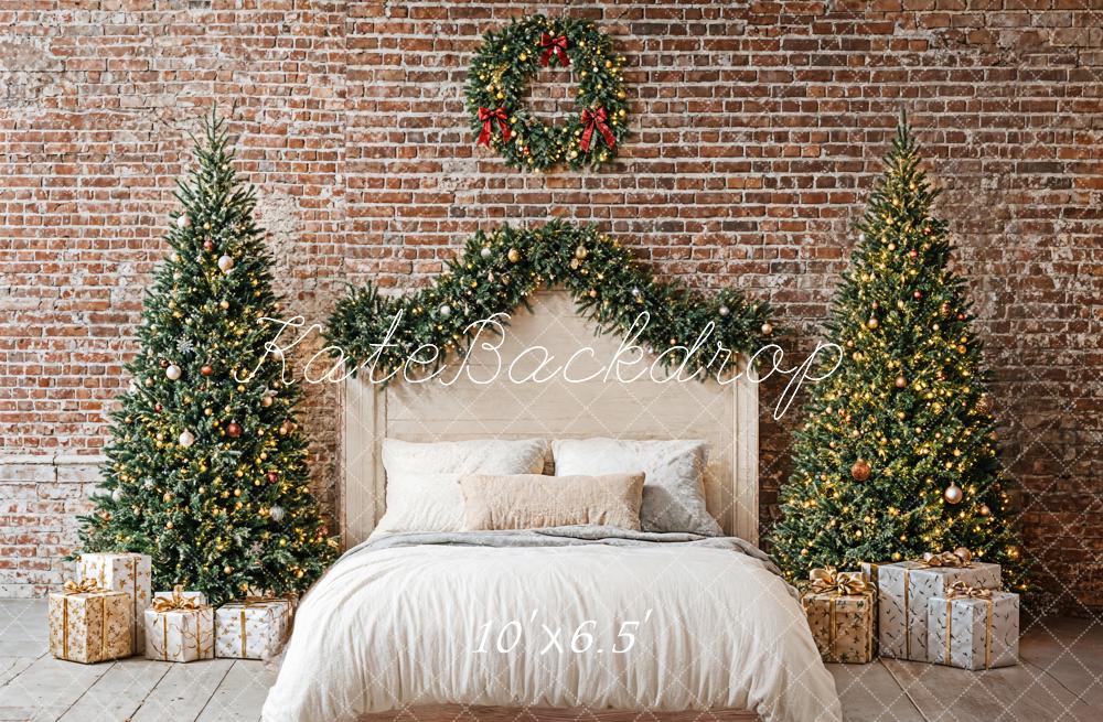 Kate Noël Chambre Mur de briques Lit Toile de fond conçue par Emetselch - Kate Backdrop FR