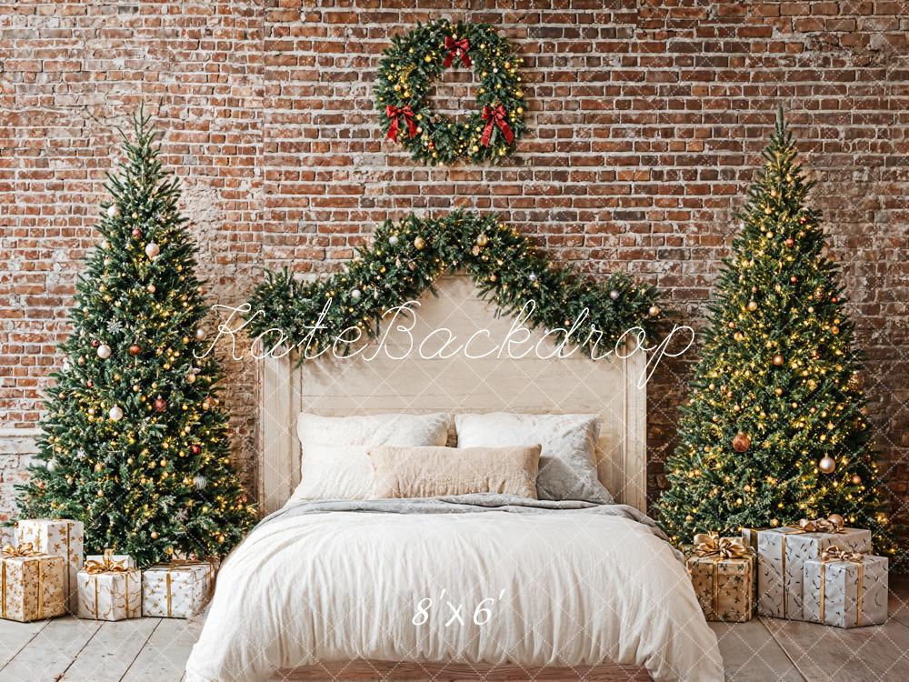 Kate Noël Chambre Mur de briques Lit Toile de fond conçue par Emetselch - Kate Backdrop FR