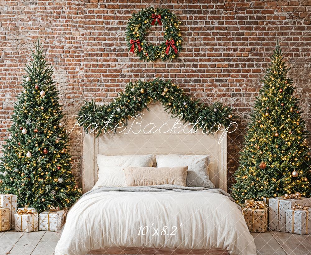 Kate Noël Chambre Mur de briques Lit Toile de fond conçue par Emetselch - Kate Backdrop FR
